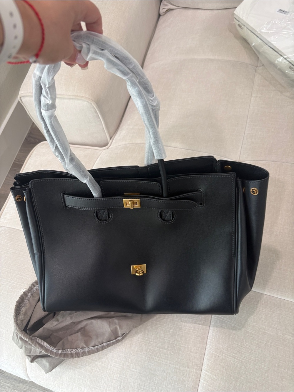 Classic Black  Tote Bag with Gold Hardware